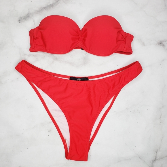Missguided Other - Missguided bikini set red bandeau top cheeky bottom